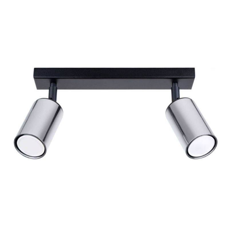 Reflektor sufitowy Sollux Lighting Winx czarny-chromowany 2 x GU10 x IP20 wym: 18,5 x 6 x 30 cm - 1 szt.