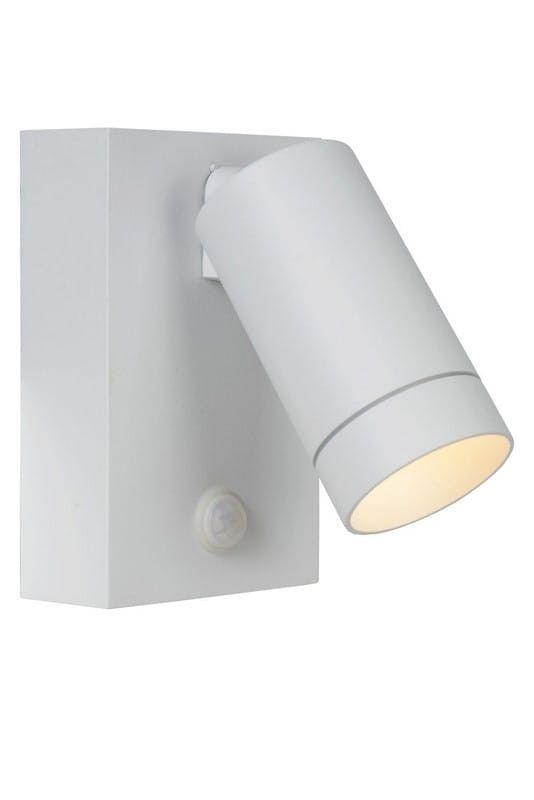 Kinkiet zewnętrzny z czujnikiem Lucide Taylor biały 1 x GU10 x 50W IP44 wym: 15,6 x 10 x 15 cm - 1 szt.