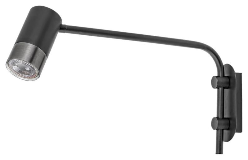 Kinkiet ścienny Rabalux Zircon czarny matowy-srebrny z włącznikiem 1 x GU10 x IP20 wym: 25 x 6 x 38 cm - 1 szt.
