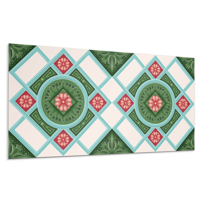 Kafelki samoprzylepne Wallfluent 60x30 cm Romby z kwiatowym akcentem 6 szt.