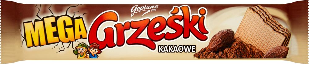 Outlet: USZKODZONE Wafelki Grześki Mega, bez czekolady, kakaowy, 34g
