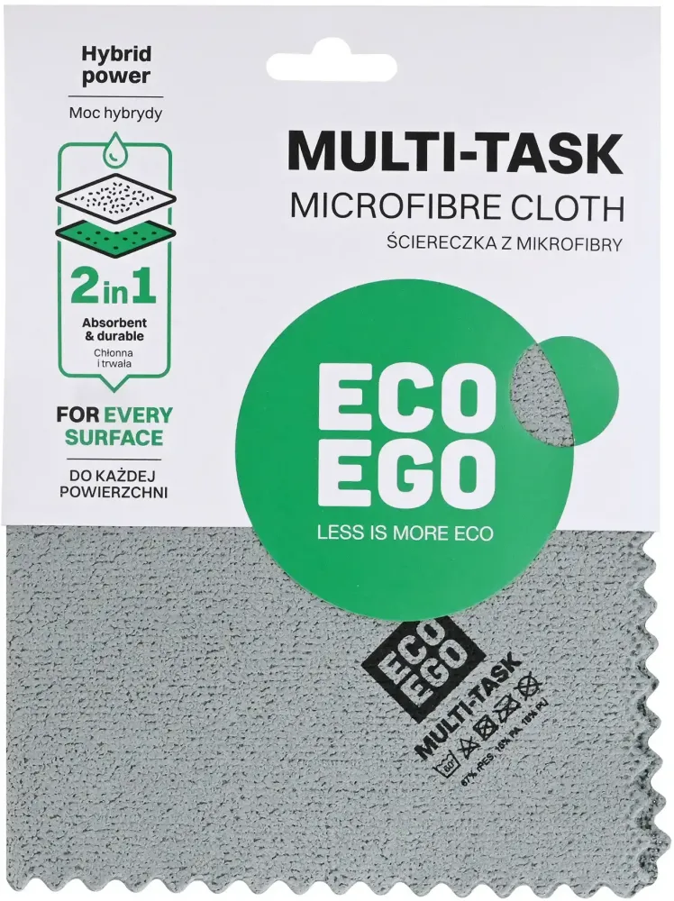 Ściereczka z mikrofibry Eco Ego Multi-Task, uniwersalna, 35x35cm, 1 sztuka, szary