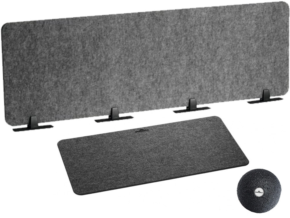Zestaw:Podkład na biurko Durable EFFECT, 700x330mm + piłeczka ergonomiczna Durable Blackroll + Przegroda na biurko 160x50cm