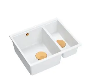 Quadron LOGAN 150 HCQL5646U1-C1_I Granitowy Snow white/Miedziany Zlewozmywak prostokątny