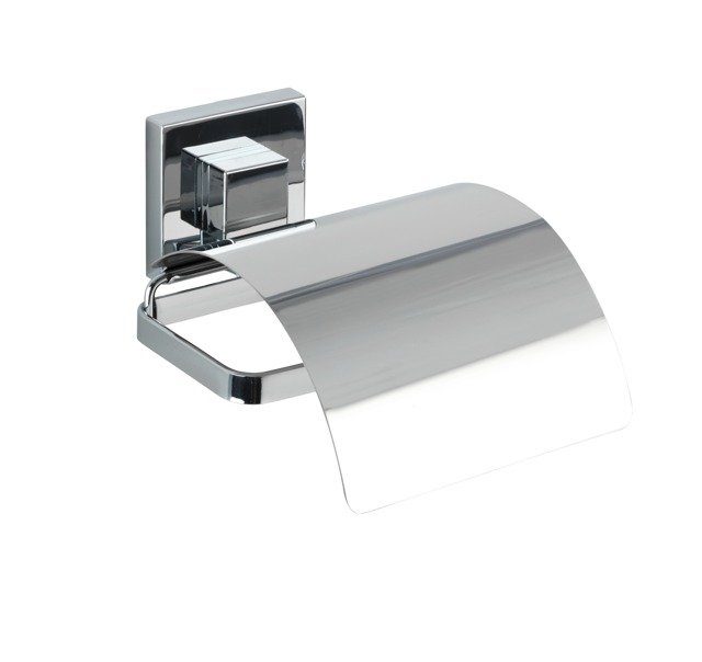 Wenko VL Quadro uchwyt na papier toaletowy z pokrywą srebrny 22696100
