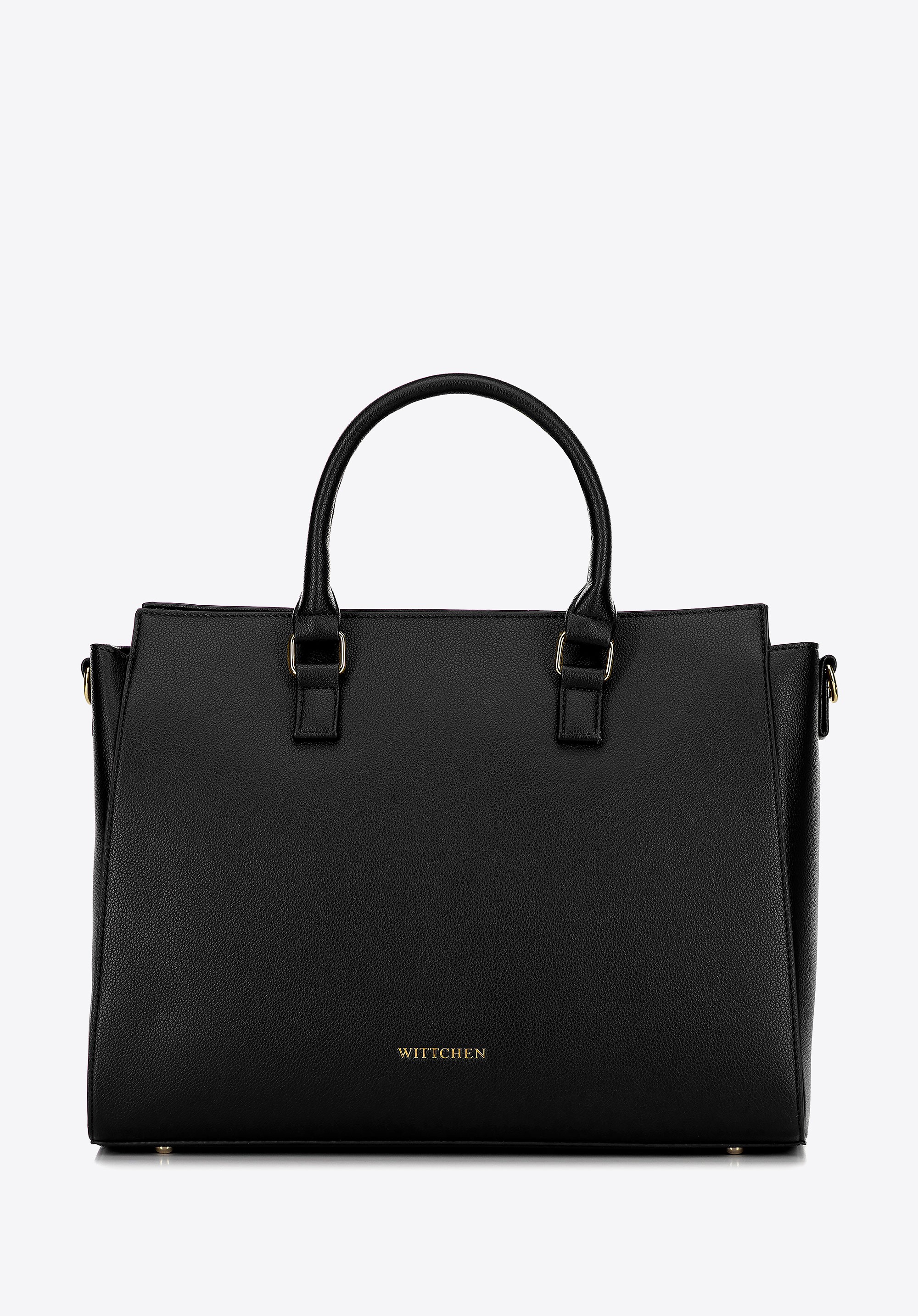 Damska torba na laptopa 17" z imitacji skóry czarno - złota
