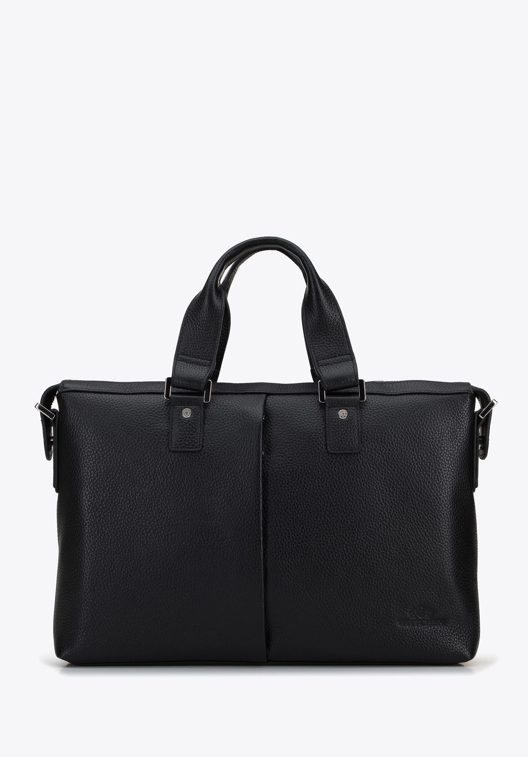 Torba na laptopa 15,6” skórzana z zakładką czarna