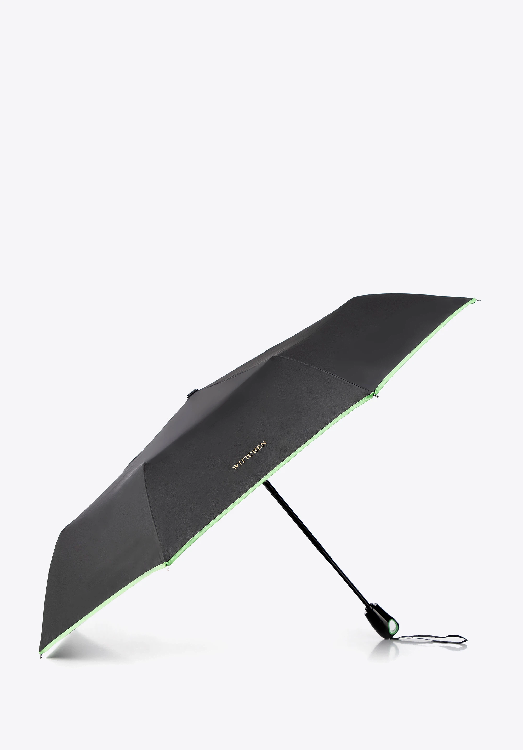 Parasol automatyczny z ozdobną lamówką czarno - zielony