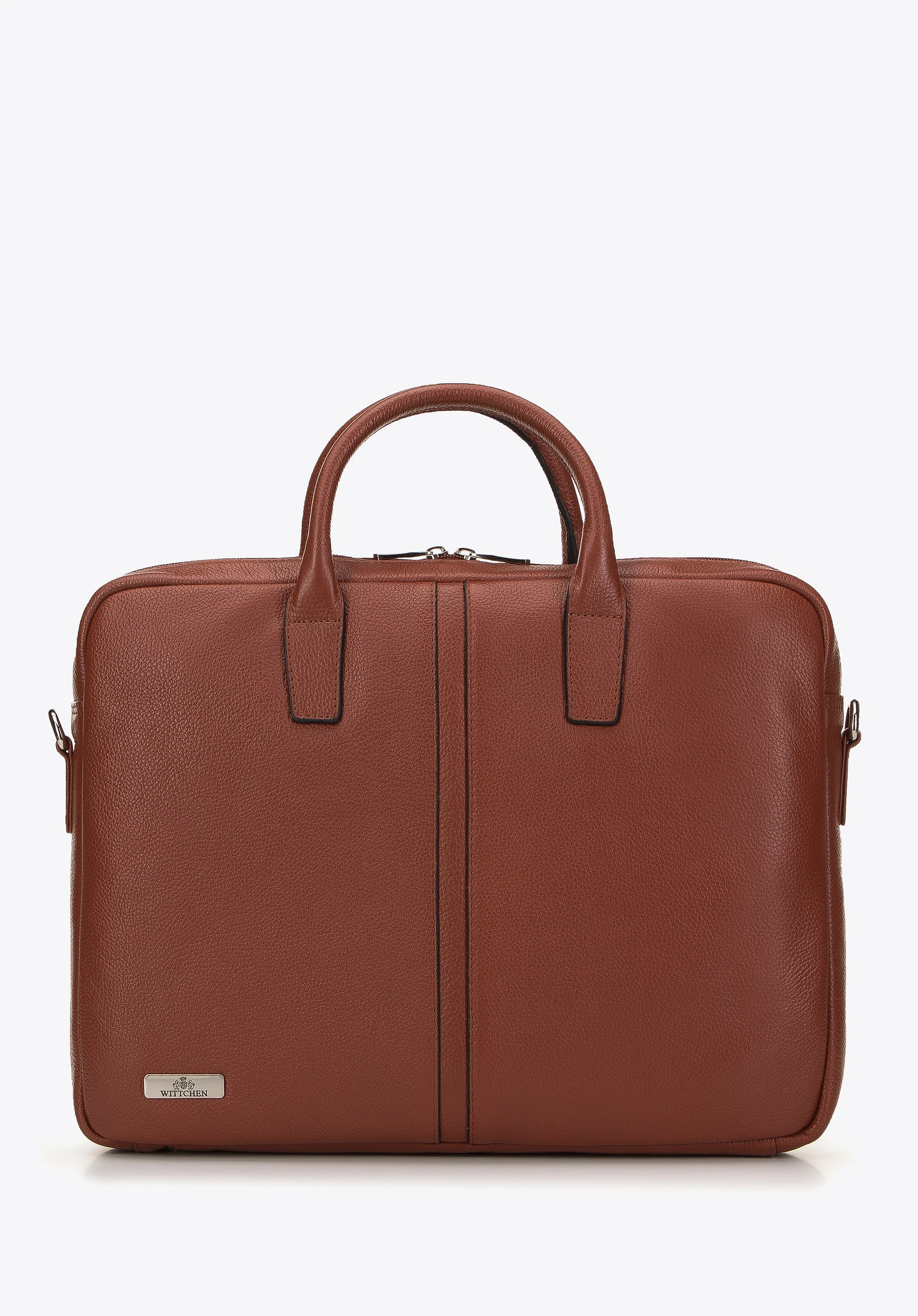 Torba na laptopa 11’’/12’’ skórzana z przeszyciem na środku brązowa