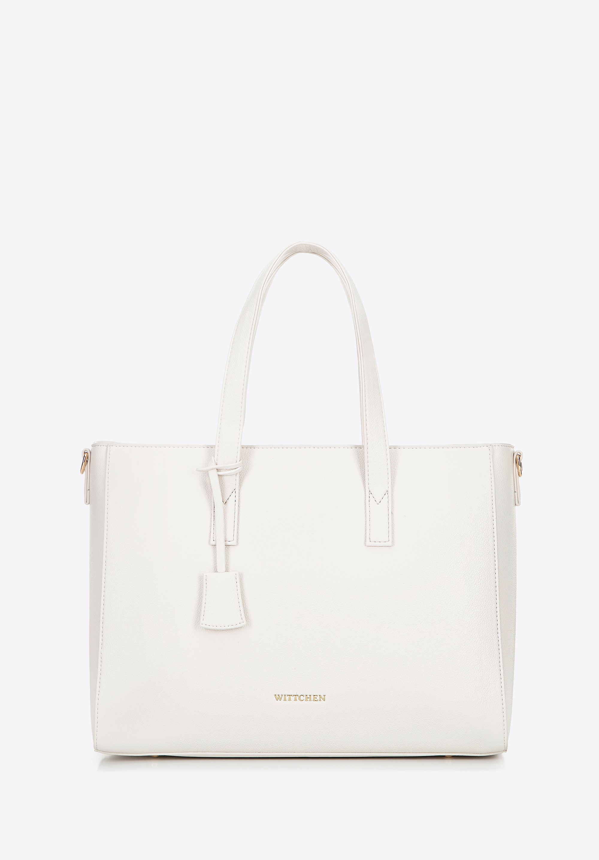 Damska torba na laptopa 16" z imitacji skóry kremowa