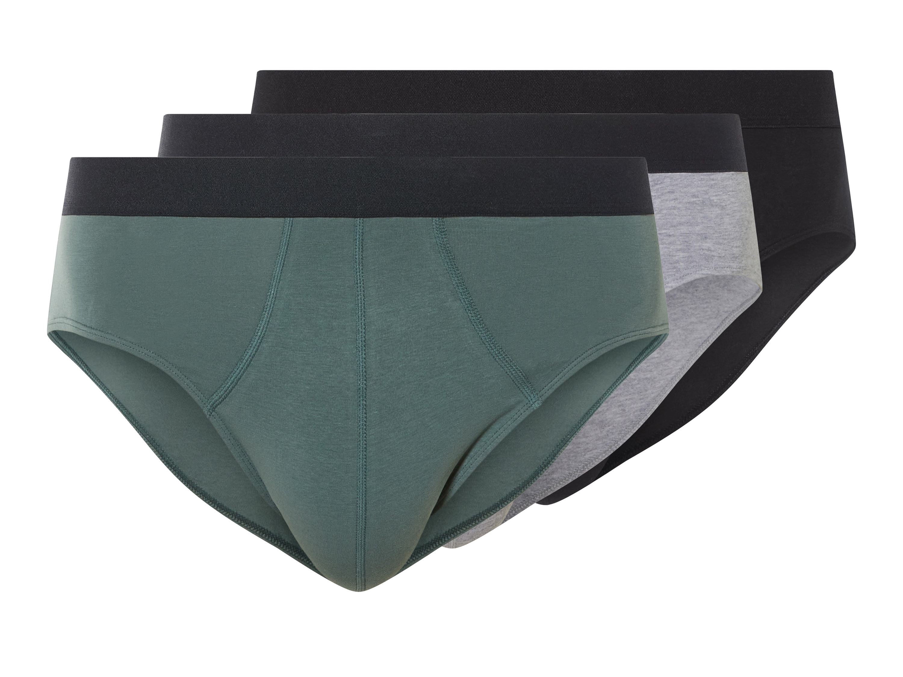 LIVERGY Majtki slipy męskie z bawełną, 3 pary (Czarny/szary/zielony, 9/3XL), Wygodne, Optymalne dopasowanie, Oeko-Tex Standard 100