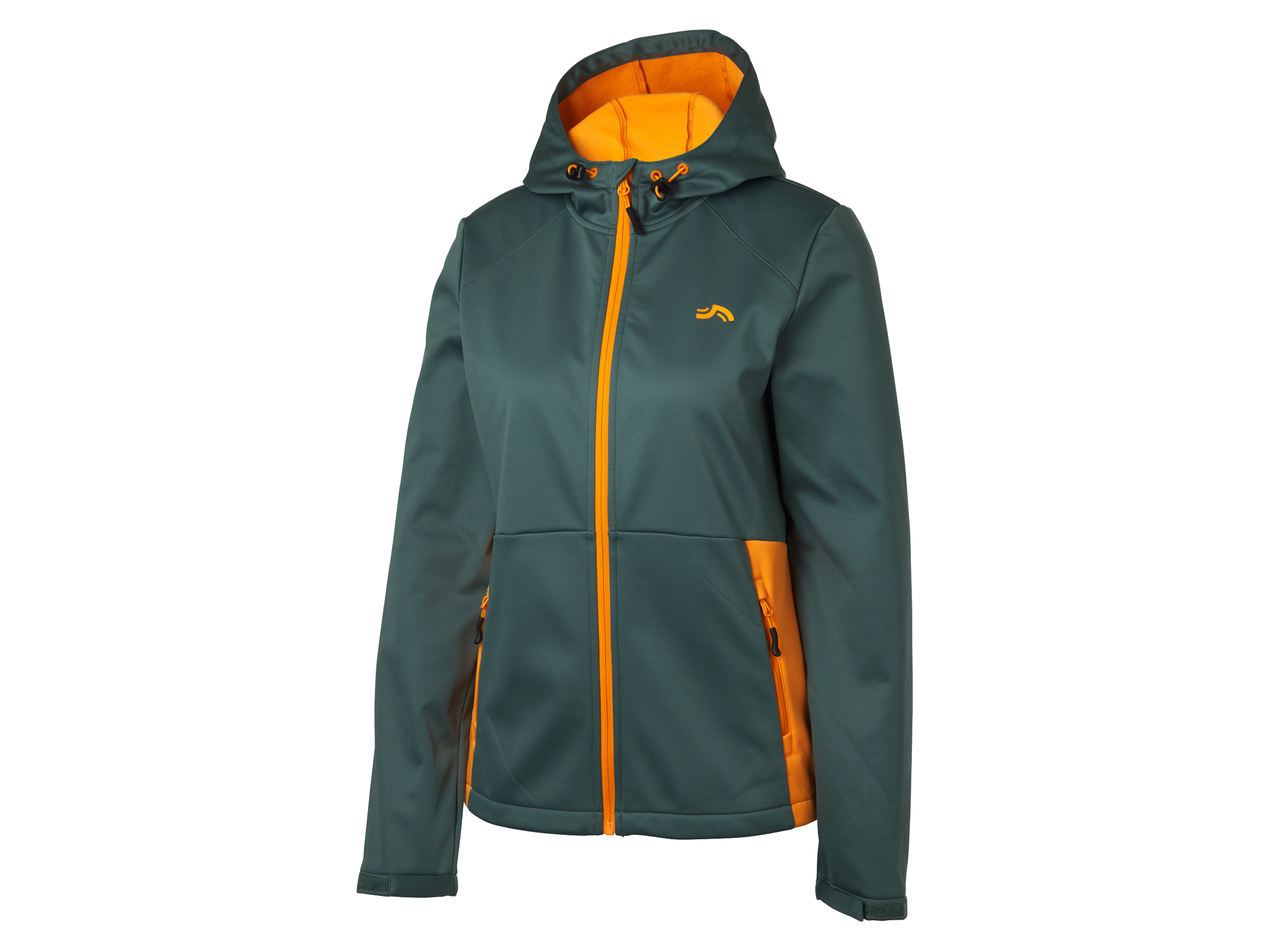 CRIVIT Kurtka softshell damska, Zielony, M(40/42), wodoodporna, oddychająca, z regulacją rękawów, z recyklingu