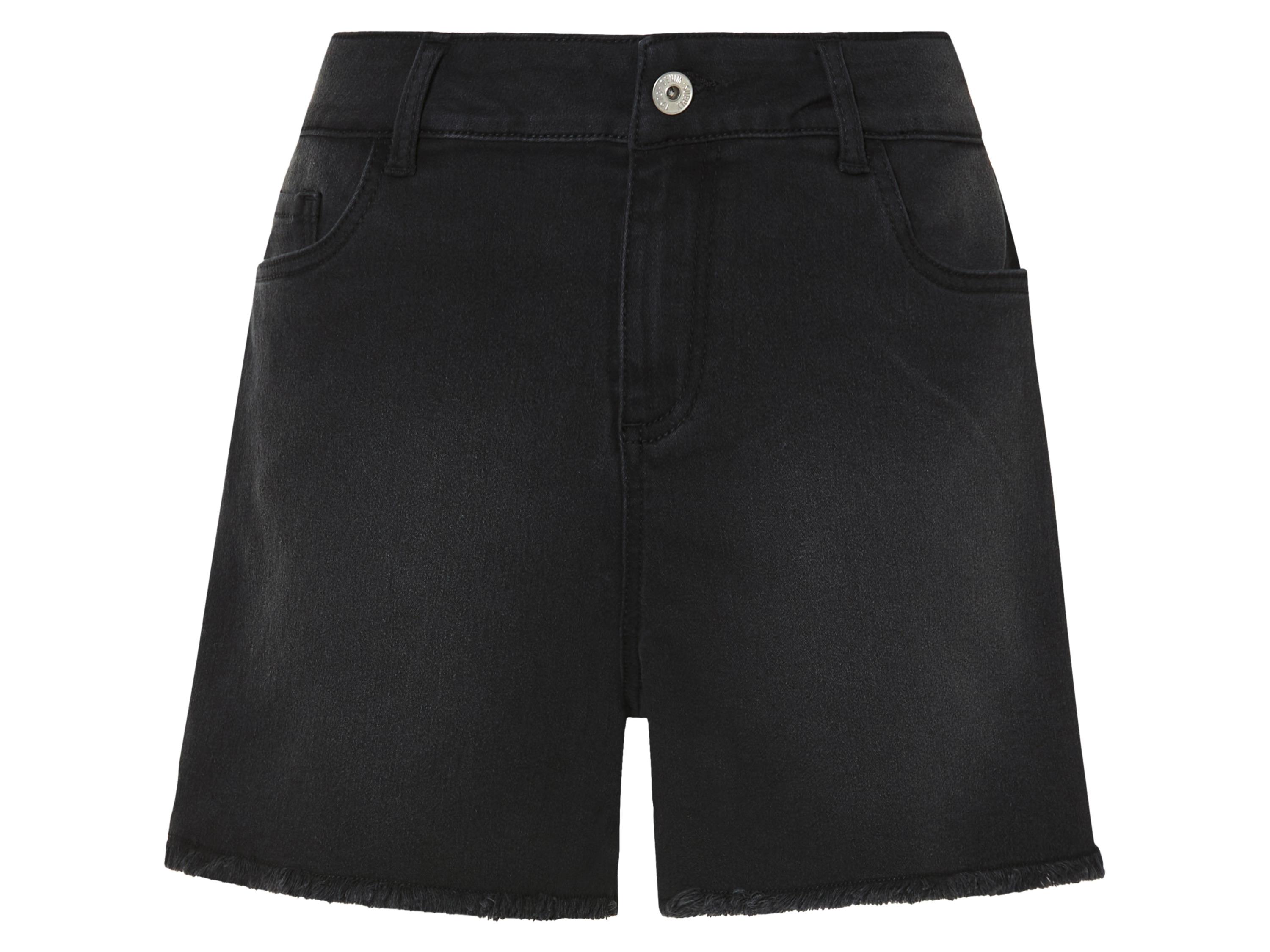 esmara Szorty jeansowe damskie z bawełną, czarne, rozmiar 36, luźny krój, 5 kieszeni, Oeko-Tex Standard 100