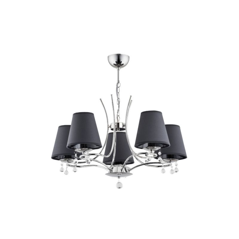 Żyrandol Alfa Dagna chromowany czarny szkło kryształowe 5 x E14 x 10W IP20 wym: 57 x 64 x 64 cm - 1 szt.
