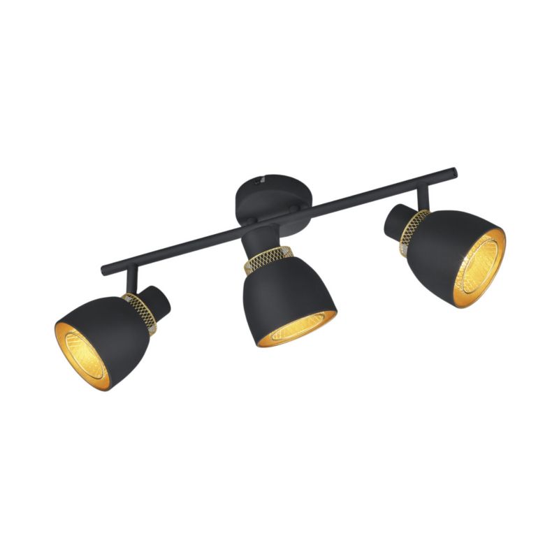 Spot oprawa sufitowa RL Punch czarno-złoty 3 x E14 x IP20 wym: 20 x 10 x 45,5 cm - 1 szt.