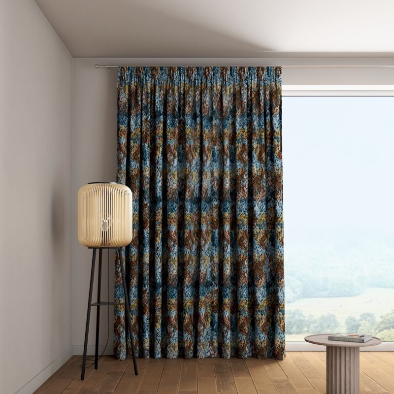 Zasłona na taśmie marszczącej 1 szt. 130 x 260 cm Dekoria abstrakcyjny niebiesko-pomarańczowy wzór 1 szt.