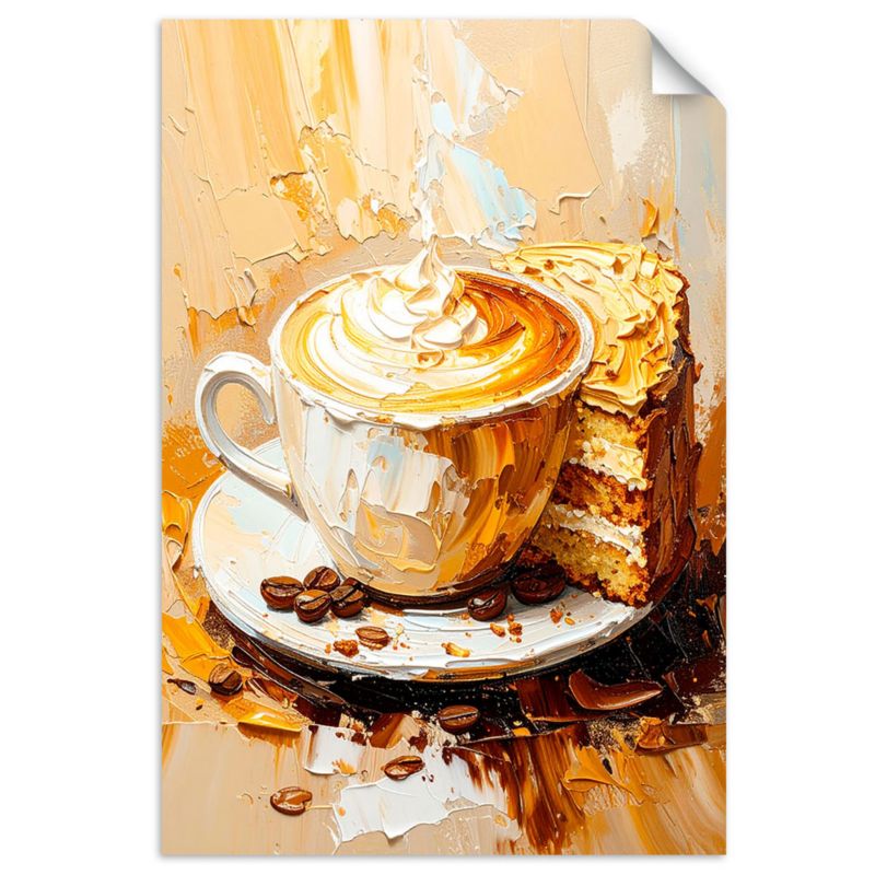 Plakaty samoprzylepne do salonu sypialni Feeby Filiżanka Kawy efekt farby 90x130cm 1szt