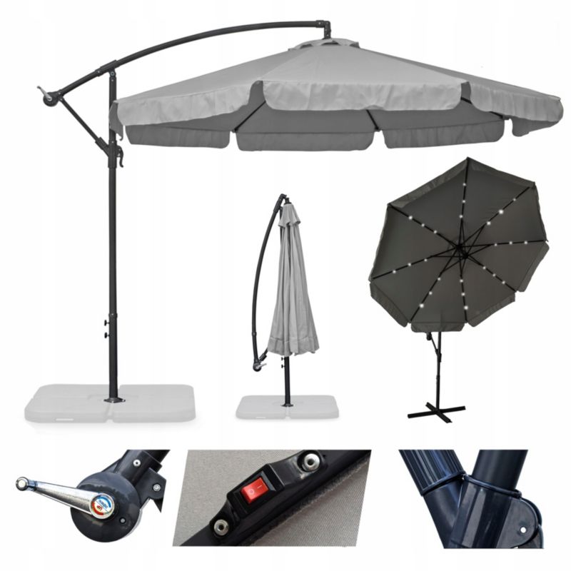 Parasol ogrodowy Sapphire Calipo z regulacją i światłami LED 350 cm składany, 1 szt.
