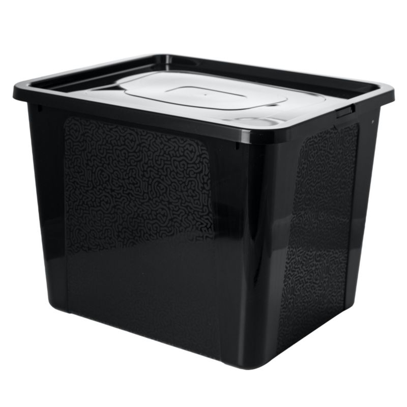 Pojemnik Plastikowy Z Pokrywą 40x33x30 cm, 30 L EDANTI Pudełko Do Przechowywania Czarne 1 szt.
