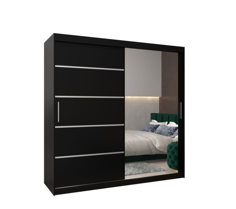 Szafa przesuwna Garderoba Abiks Verona 2 200 czarny + czarny 1 szt.