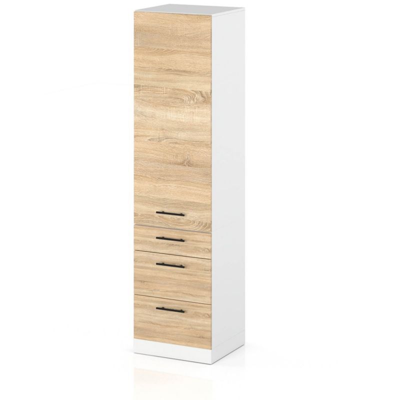 Szafka Kuchenna Hurtownia-Mebli Stojąca Słupek S60S3 sPremium 60cm Biały Mat Dąb Sonoma 60x58x211 cm 1szt.