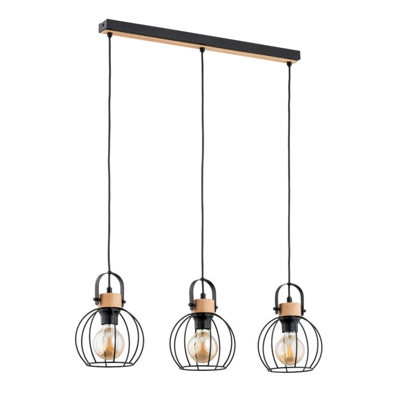 Lampa wisząca Alfa Kaliks 3606 czarna-jasne drewno nad stół 3xE27 x 15W 1 szt.