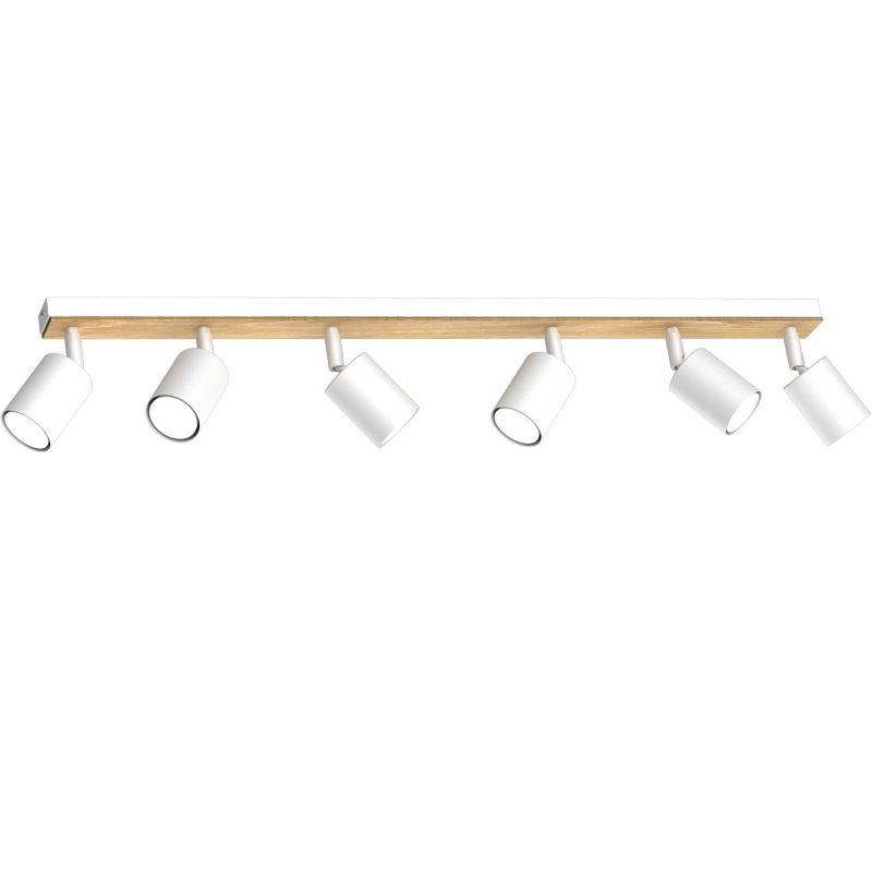 Lampa sufitowa Luminex Tulon biały mat-jasne drewno Listwa z lampami 6 x GU10 x 8W wym: 15,5 x 80 x 5,5 cm - 1 szt.