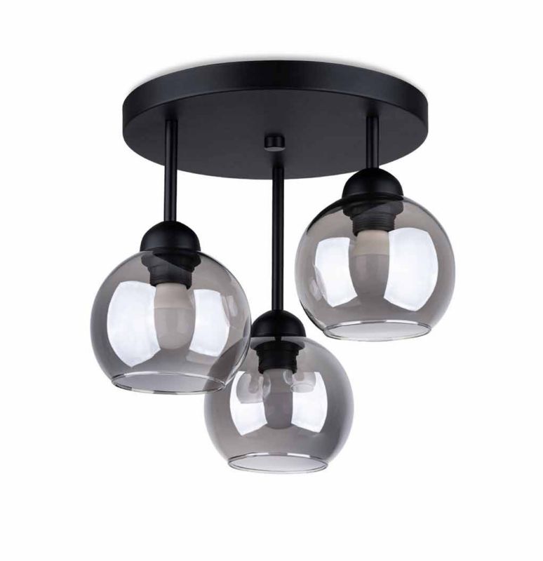 Plafon sufitowy lampa Sollux Lighting Alino czarny-dymiony 3 x E27 x IP20 wym: 35 x 35 x 35 cm - 1 szt.