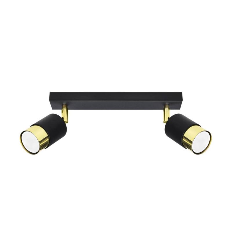 Lampa sufitowa Sollux Lighting Nero czarno-złota 2 x GU10 x 10W wym: 18 x 5 x 30 cm - 1 szt.