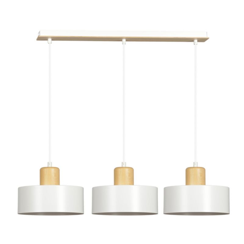 Lampa wisząca Emibig Torin biała jasne drewno wym: 100 x 80 x 25 cm 3xE27 x 15W 1 szt.