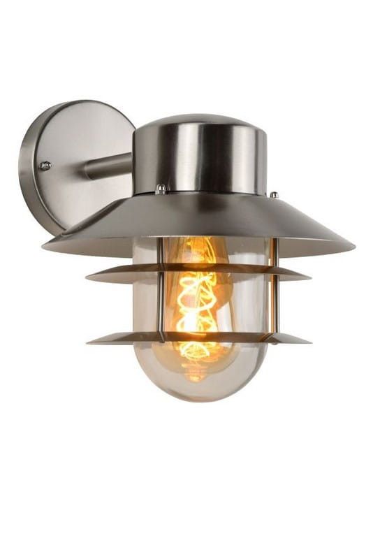 Kinkiet ścienny zewnętrzny Lucide Zico srebrno-transparentny 1 x E27 x 60W IP44 wym: 23,6 x 21,8 x 26 cm - 1 szt.