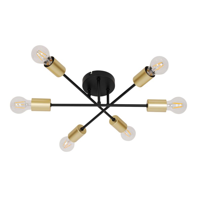 Lampa sufitowa GoodHome 6 x E27 czarno złota