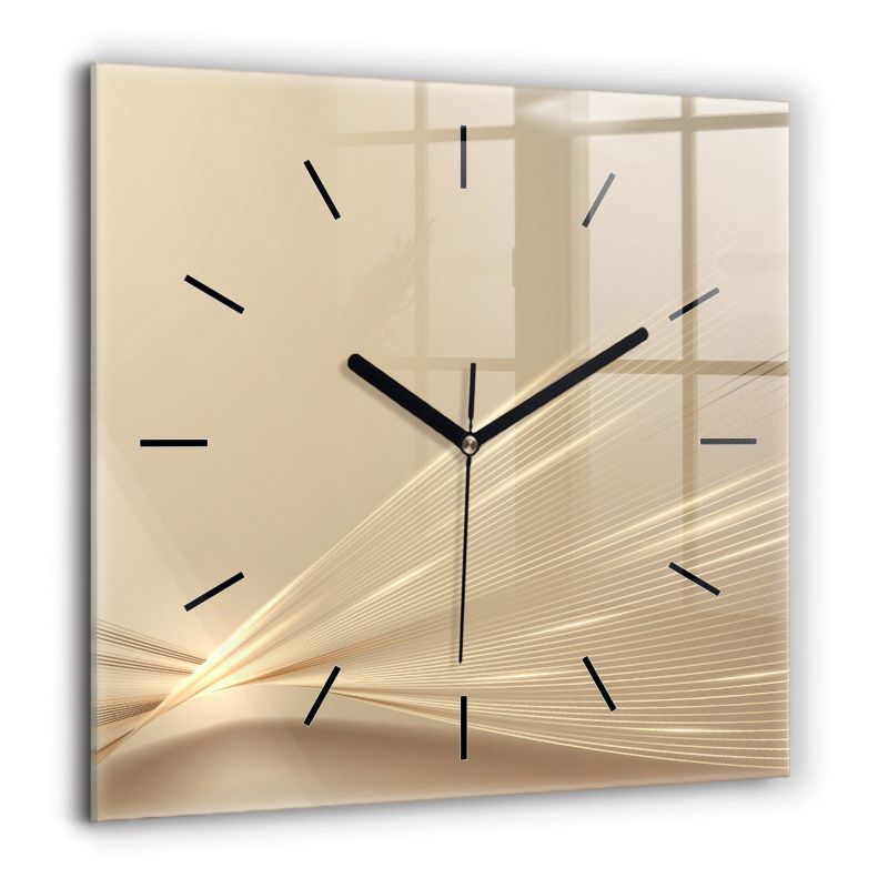 Zegar szklany czarne wskazówki Wallfluent 60x60 cm Abstrakcyjne światło 1 szt.