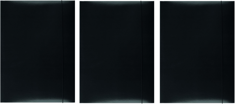3x teczka kartonowa z gumką lakierowana Office Products, A4, 3-skrzydłowa, 300g/m2, czarny