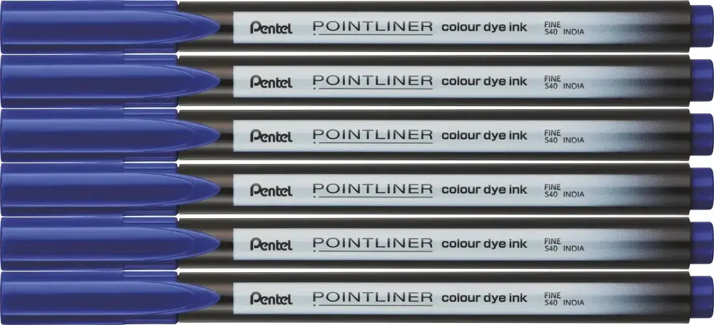 6x Cienkopis Pentel Pointliner Colour, niebieski