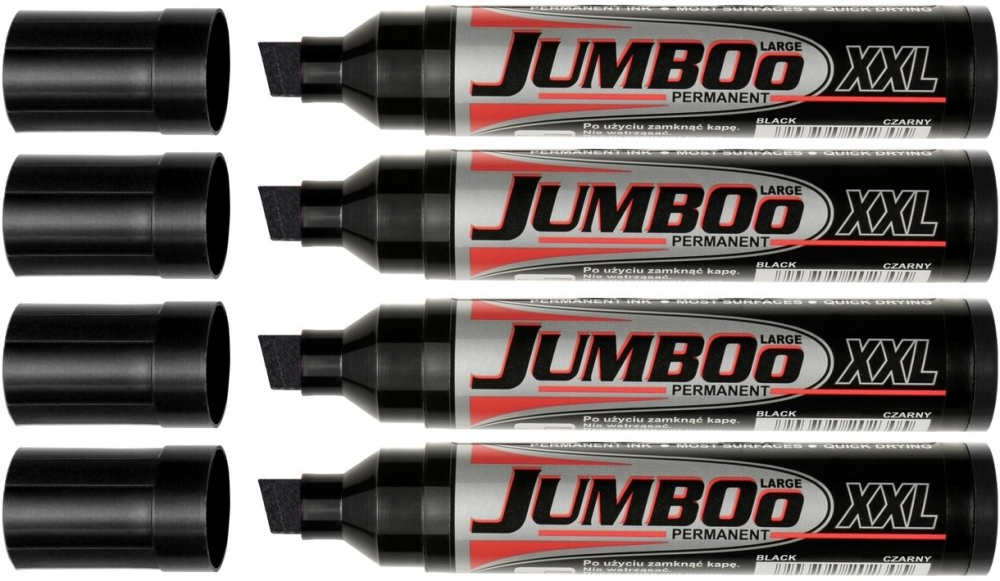 4x Marker permanentny Kamet Jumboo XXL, ścięta, czarny