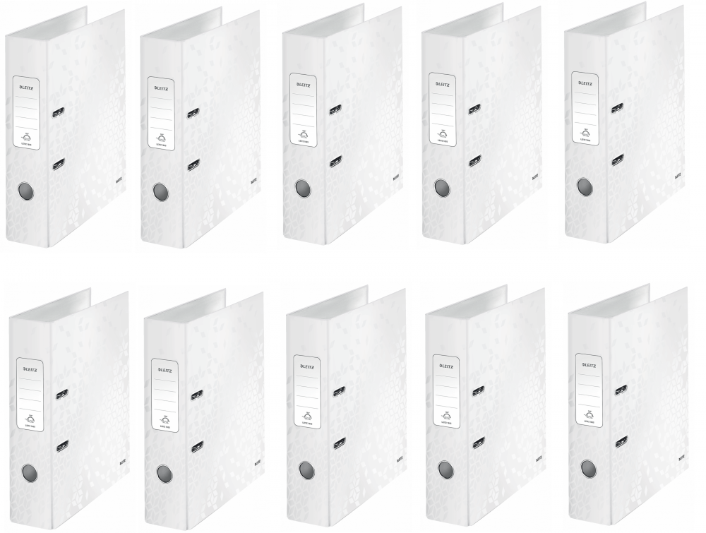 10x Segregator A4 Leitz Wow 180°, 80mm, do 600 kartek, biały