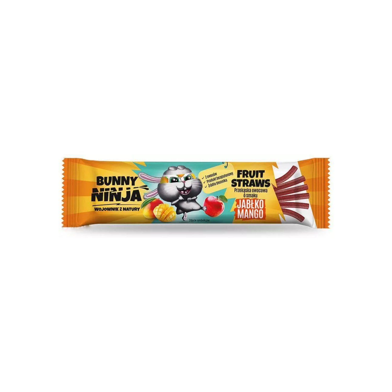 Bunny ninja straws - przekąska o smaku jabłka i mango, 16 g