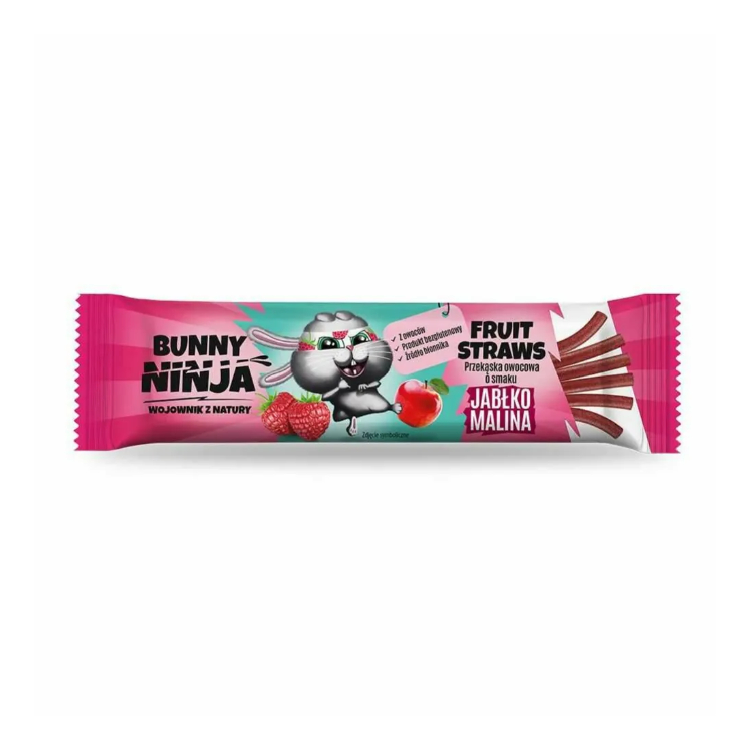 Bunny ninja straws - przekąska o smaku jabłka i maliny, 16 g