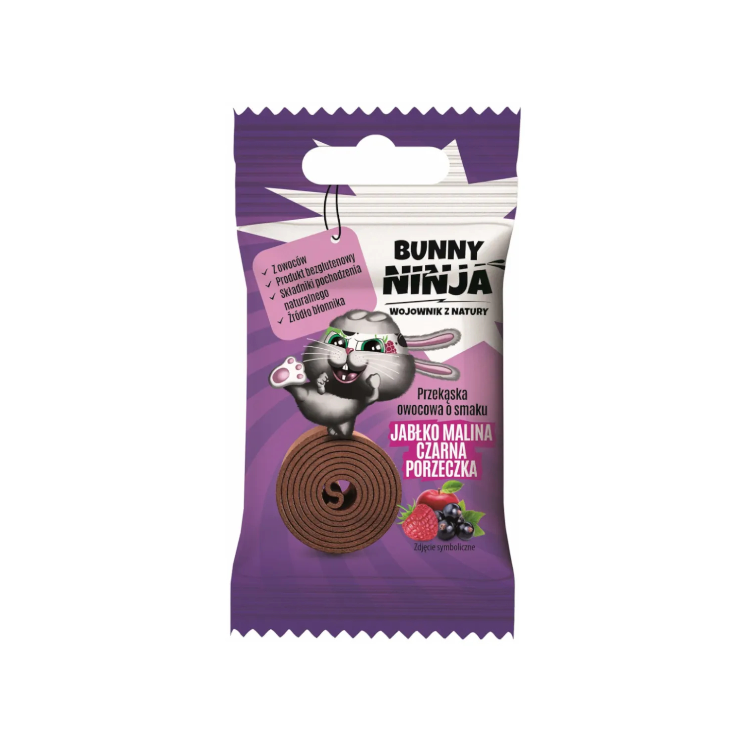 Bunny ninja - przekąska o smaku jabłka, maliny i czarnej porzeczki, 15 g