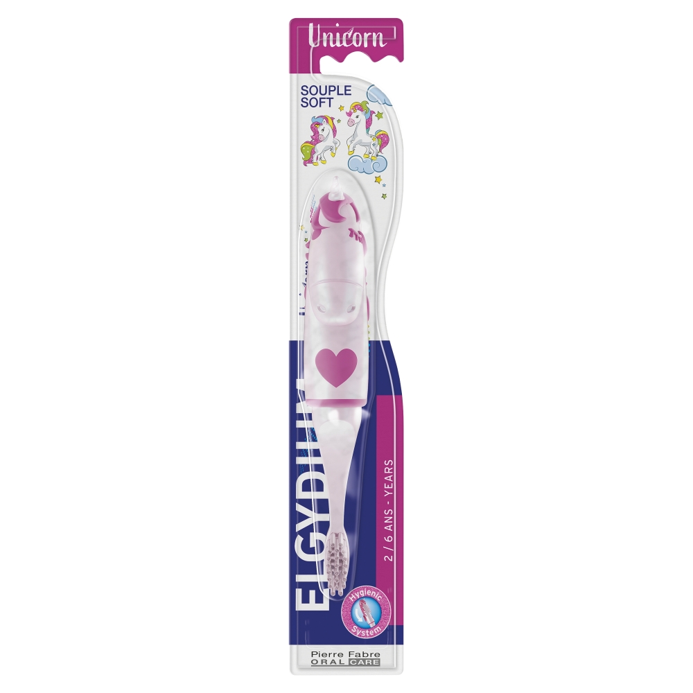 Elgydium unicorn - szczoteczka dla dzieci od 2 do 6 lat, 1 sztuka