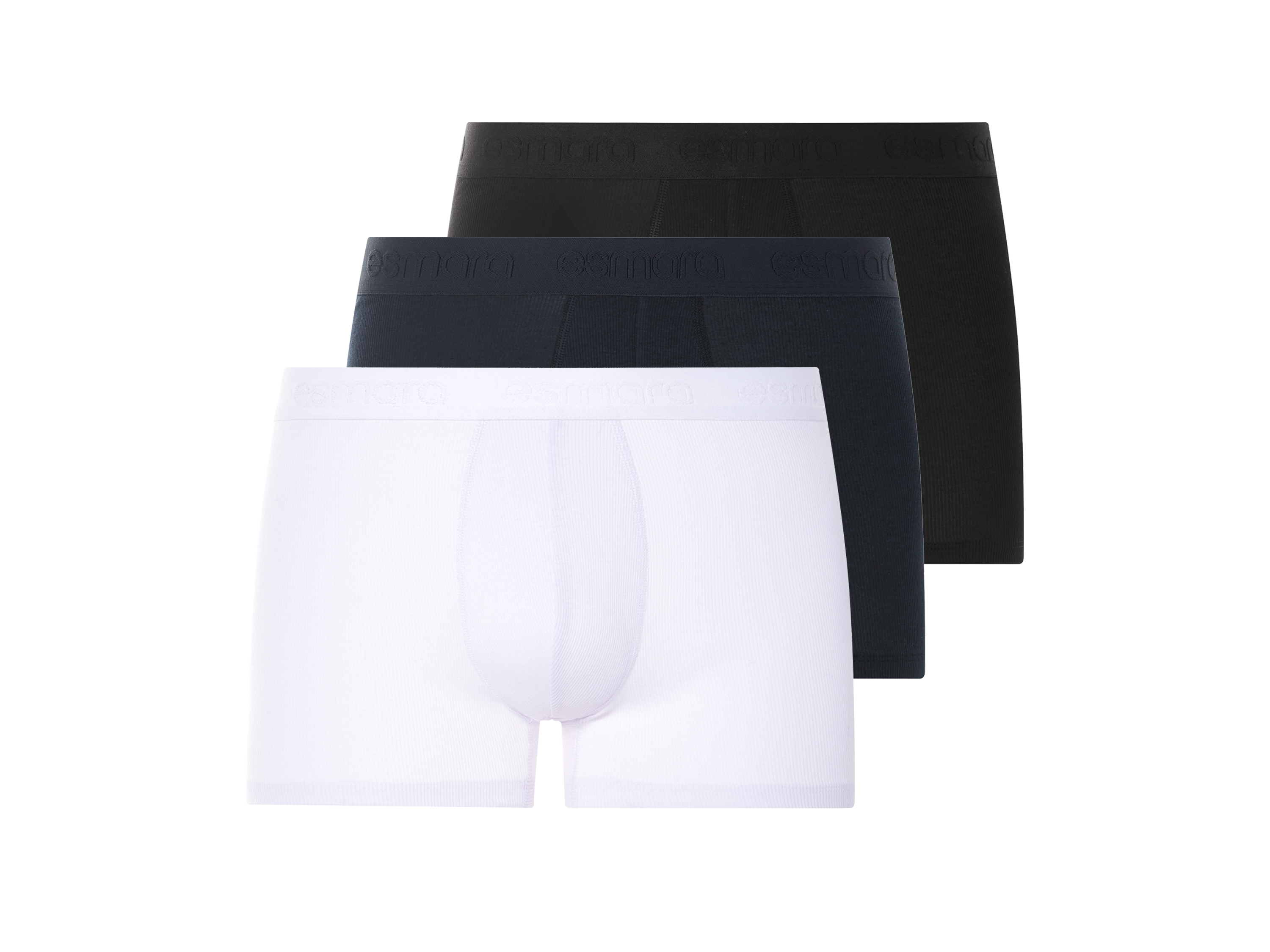 esmara Men Bokserki męskie, 3 pary Czarny/ciemnoniebieski/biały, 7/Xl