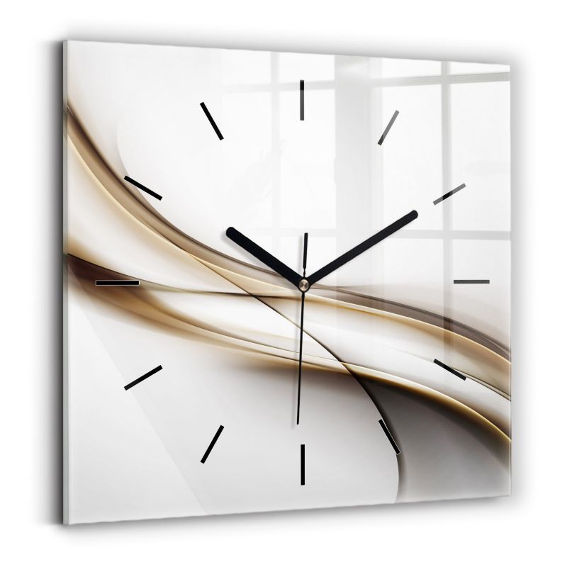 Zegar szklany czarne wskazówki Wallfluent 30x30 cm Linie abstrakcyjne 1 szt.