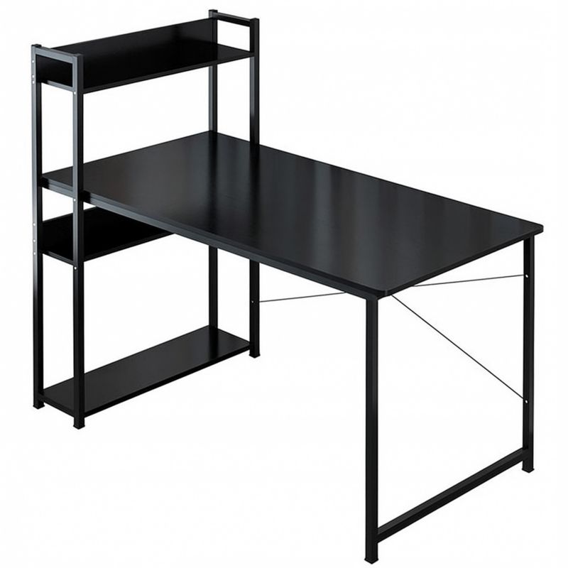 Biurko komputerowe Muvu loft 120 cm czarne z regałem i półkami 1 szt.