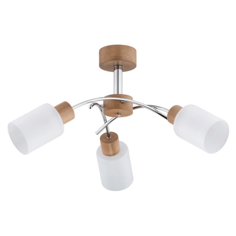 Lampa sufitowa Alfa Paloma jasne drewno-biała-chromowana wym: 30 x 70 x 70 cm 3xE27 x 15W 1 szt.