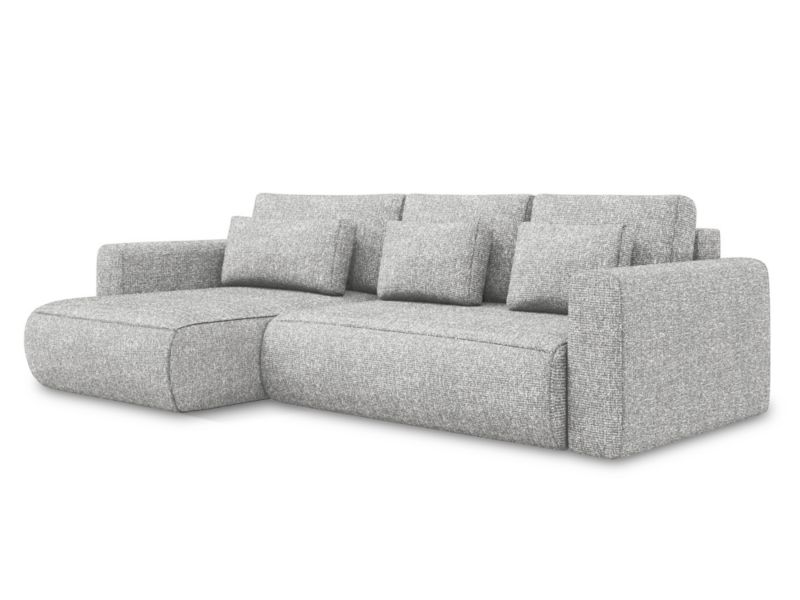 Narożnik lewostronny z funkcją spania Makamii Kapua z tkaniny strukturalnej 278x149 cm srebrny 1 szt.