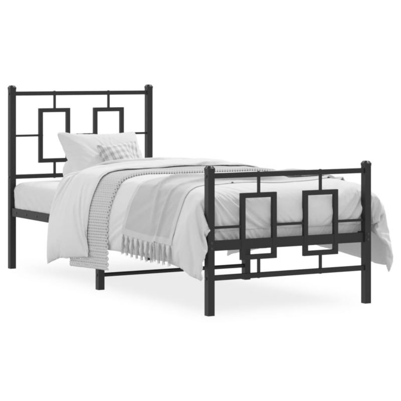 Łóżko metalowe WaszeMeble 80x200 cm z wezgłowiem czarne 1 szt.