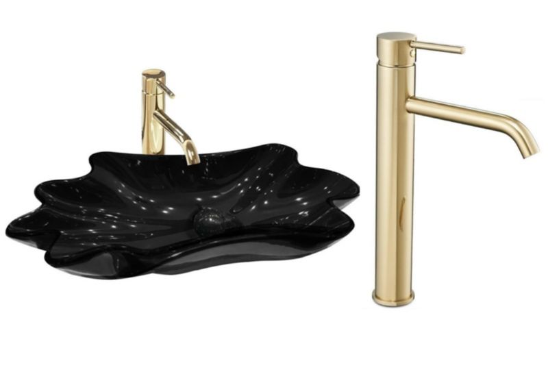 Umywalka nablatowa GTM Design Infinity M1 Czarna z baterią w zestawie 1 szt.