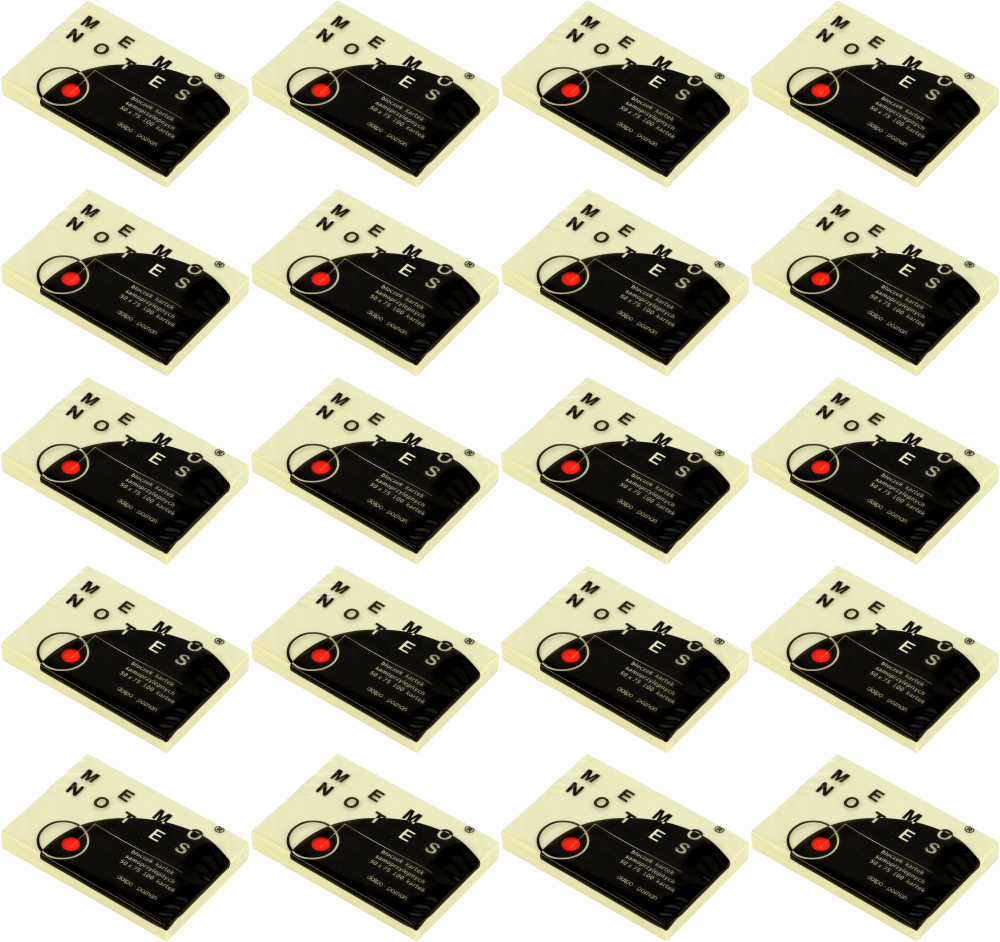 20x Karteczki samoprzylepne Dalpo Memo Notes, 50x75mm, 100 karteczek, żółty