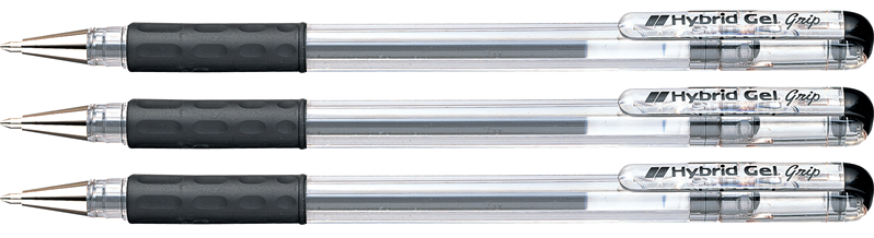 3x Długopis żelowy Pentel, K116, 0.6mm, czarny